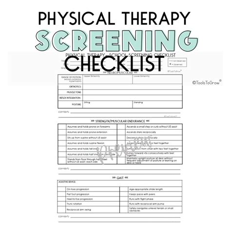 School Based Physical Therapy Checklist Your Therapy Source