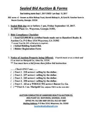 Sealed Bid Auction Form Fill Online Printable Fillable Blank