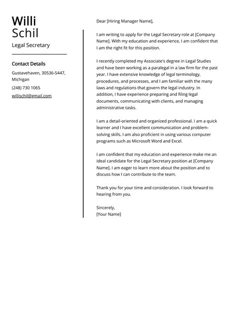 Secretary Cover Letter Example And Tips