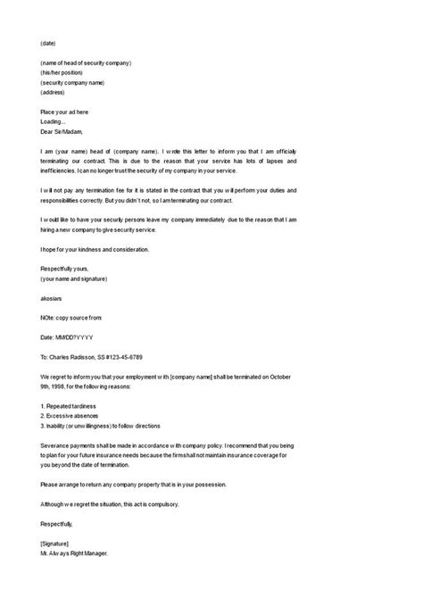 Security Service Termination Letter Word Format