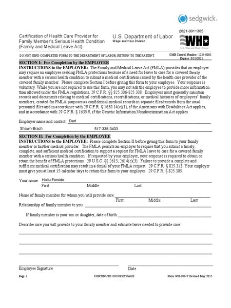 Sedgwick Logo Certification Of Health Care Provider For Family Member S Serious Health Condition Fmla Pdf Family And Medical Leave Act Of 1993 Patient