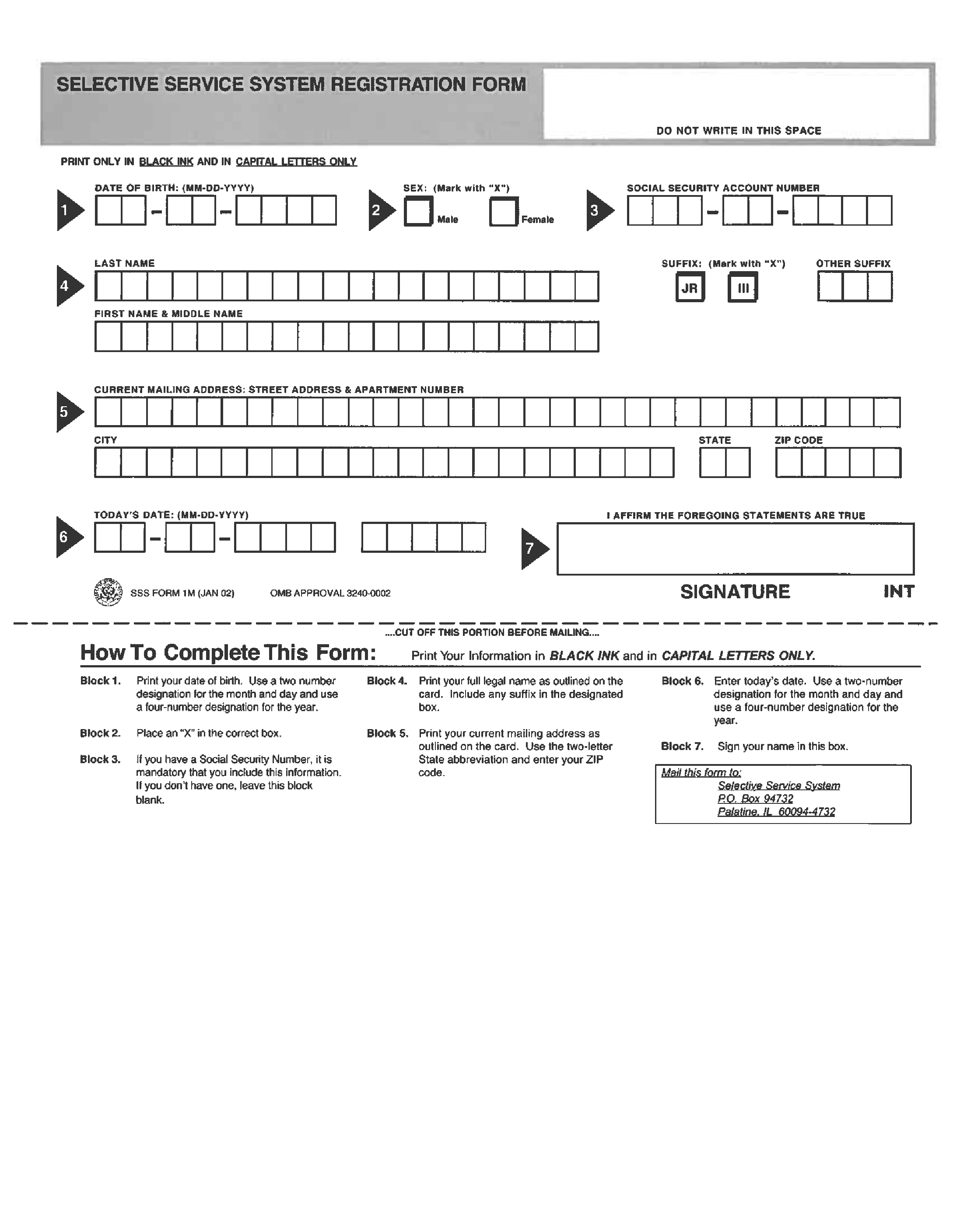 Selective Service Registration Form 2 Free Templates In Pdf Word Excel Download