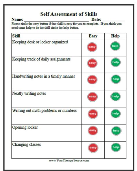 Self Assessment Form Your Therapy Source