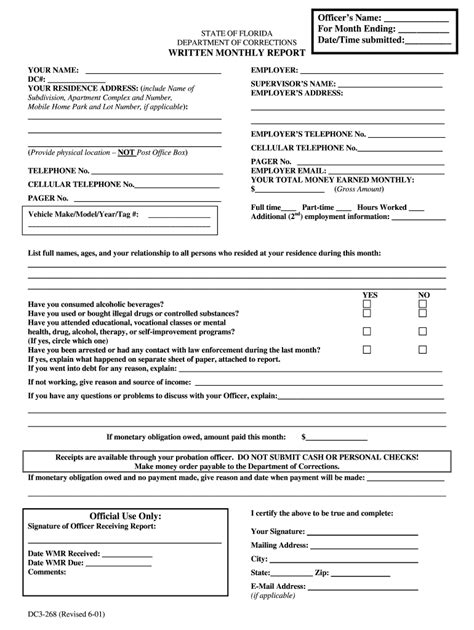 Seminole County Probation Monthly Report 2001 2024 Form Fill Out And