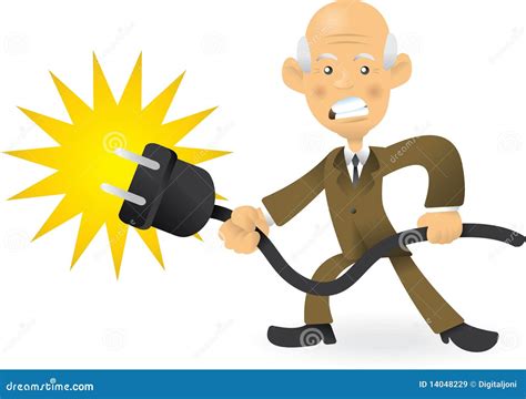 Senior Business Man Pulling The Plug Royalty Free Stock Images Image