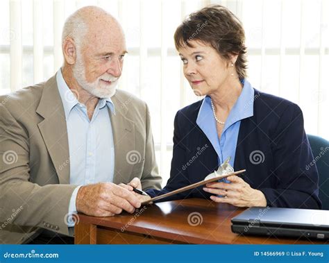 Senior Man Signs Paperwork Serious Stock Image Image Of Accountant Office 14566969