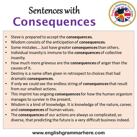 Sentences With Consequences Consequences In A Sentence In English