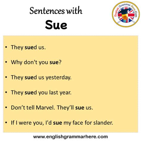 Sentences With Sue Sue In A Sentence In English Sentences For Sue