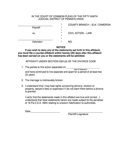 Separation Affidavit Template Fill Online Printable Fillable Blank