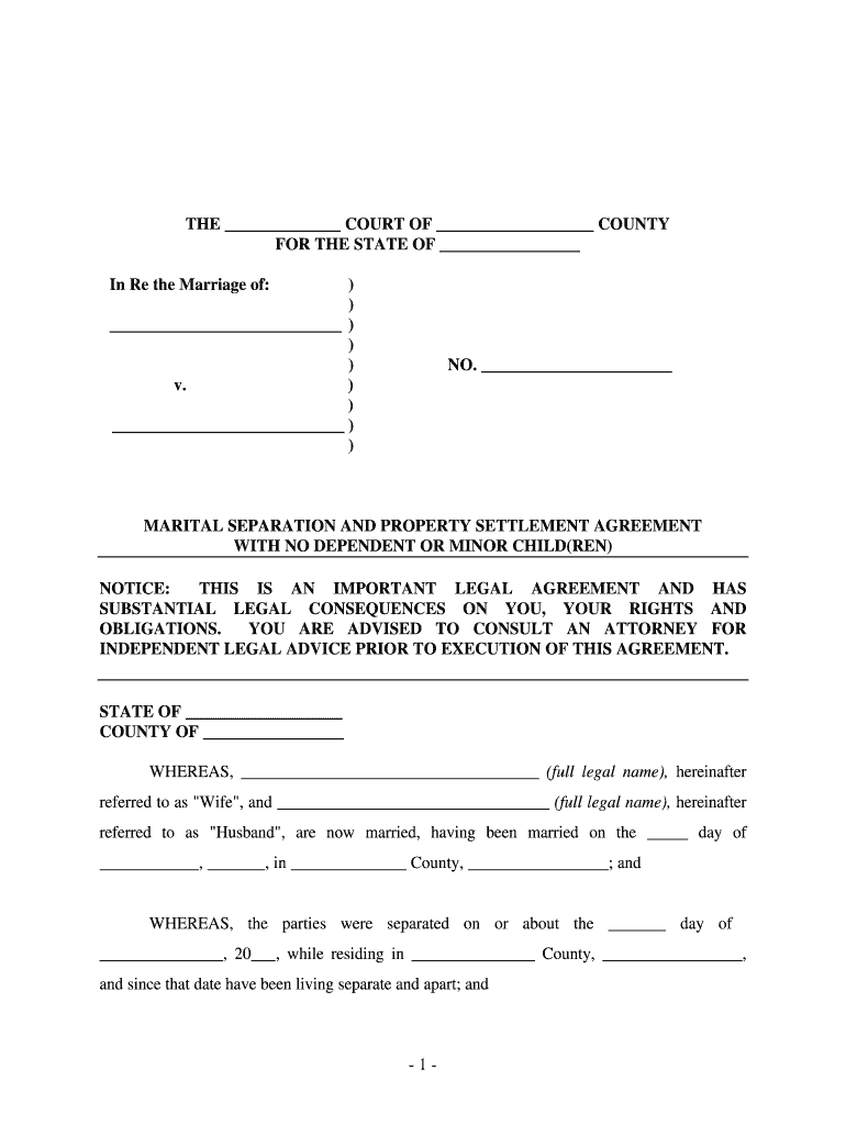 Separation Agreement Template Fill Out Sign Online Dochub