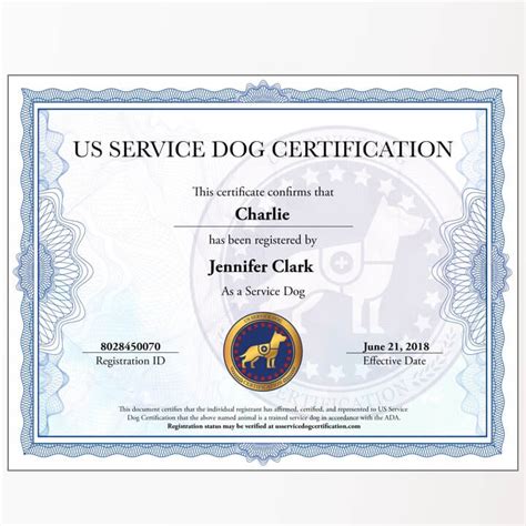 Service Dog Certificate Template Awesome Template Collections