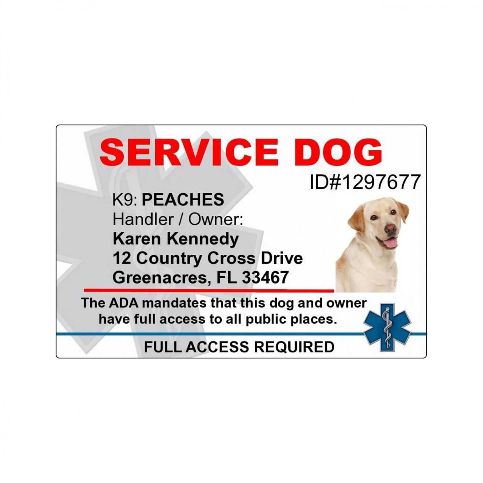 Service Dog Certificate Template Free Download