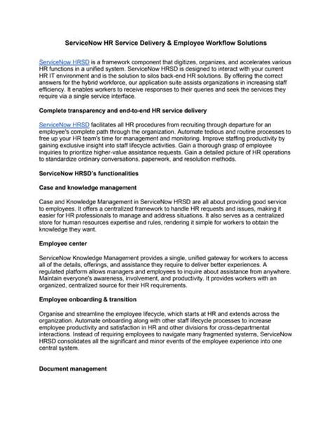 Servicenow Hr Service Delivery Employee Workflow Solutions Pdf