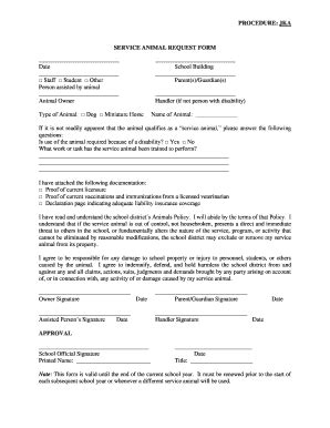 Servive Animal Request Form Fill Online Printable Fillable Blank