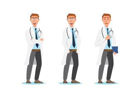 Set Of Doctor Cartoon Characters Medical Staff Team Concept In