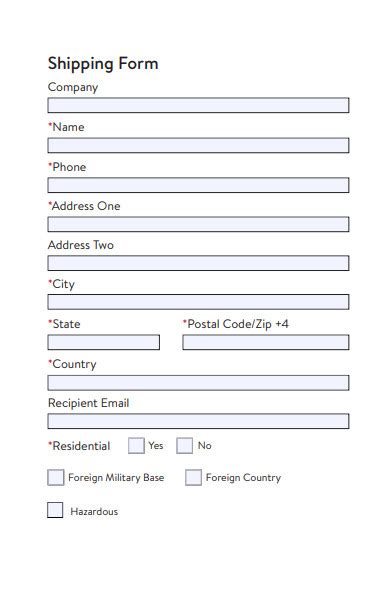 Shipping Information Form