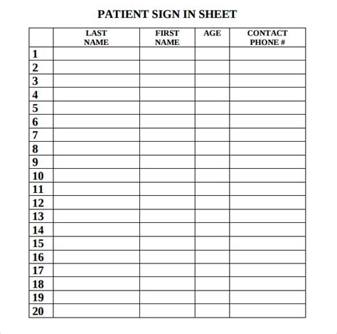 Sign In Sheet For Doctors Office Templates Sampletemplatess