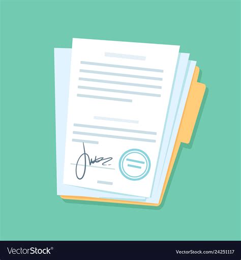 Signed Paper Documents Manual Signature Royalty Free Vector