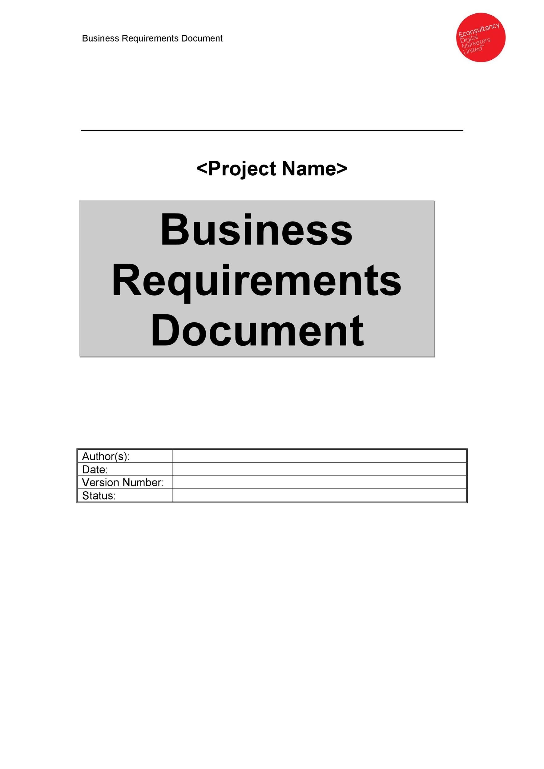 Simple Business Requirement Document Template One Checklist Ah