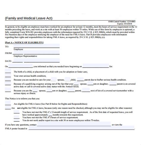 Simple Fmla Form Sample Templates Sample Templates