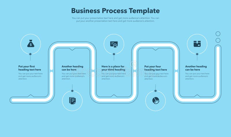 Simple Infographic For Business Process With Five Steps Blue Version