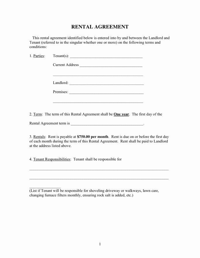 Simple Printable Rental Agreement