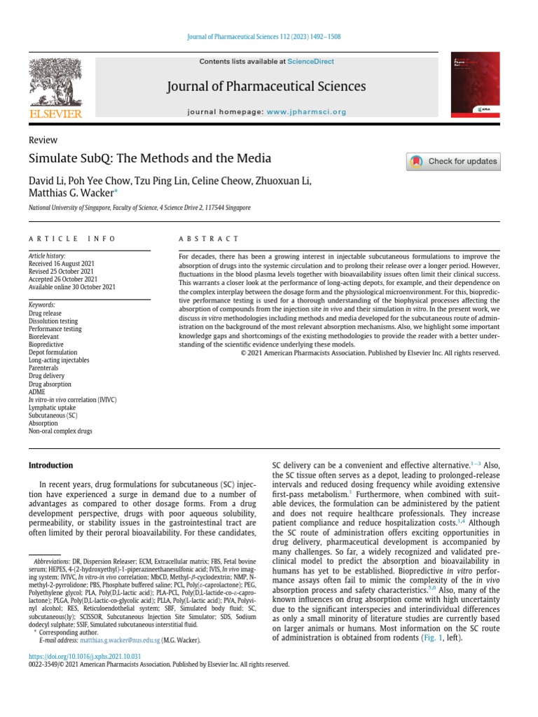 Simulate Subq The Methods And The Media Journal Of Pharmaceutical