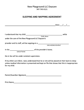 Sleeping And Napping Arrangement Form Nyc Fill Online Printable