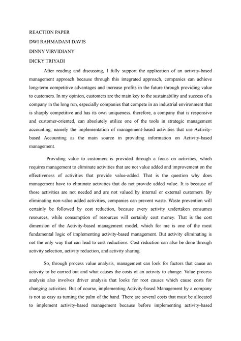 Sma Int A 02 01 Abm Summary Aise Cost Management Reaction Paper