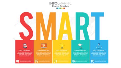 Smart Goals Setting Strategy Infographic With 5 Steps And Icons For