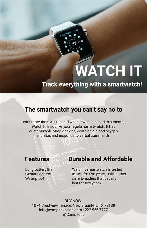 Smart Watch Product Sell Sheet Template In Pages Illustrator Psd Word Publisher Google Docs