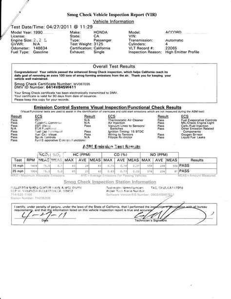 Smog Certificate California Tutore Org Master Of Documents