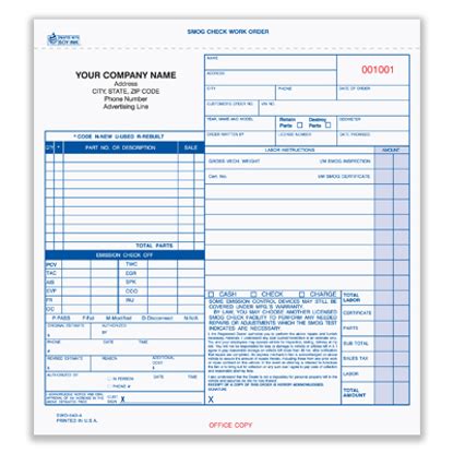 Smog Check Forms Personalized Forms