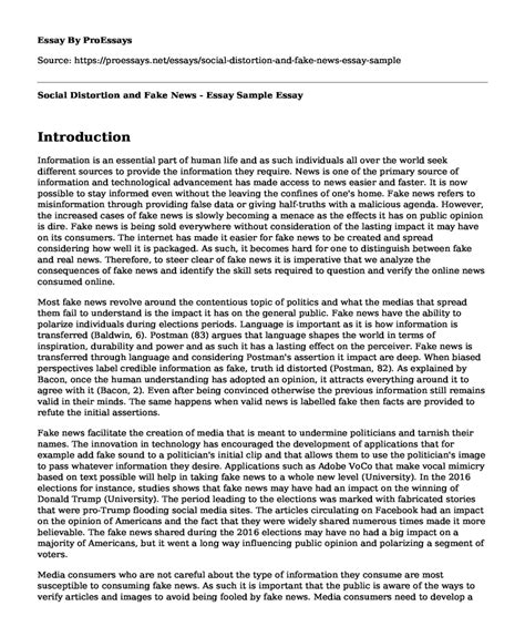 Social Distortion And Fake News Essay Sample Free Essay Term