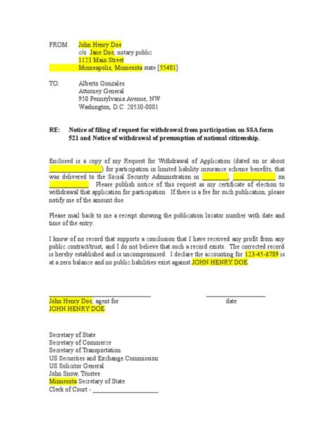 Social Security Form 521 Attachments Notary Public Social Security