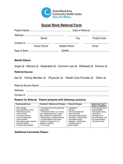 Social Work Referral Form Fill Online Printable Fillable Blank