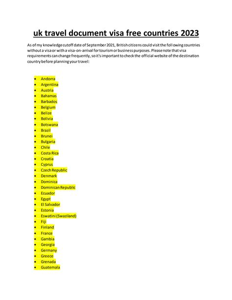 Solution Uk Travel Document Visa Free Countries 2023 Studypool