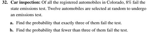 Solved Car Inspection Of All The Registered Automobiles In Chegg Com