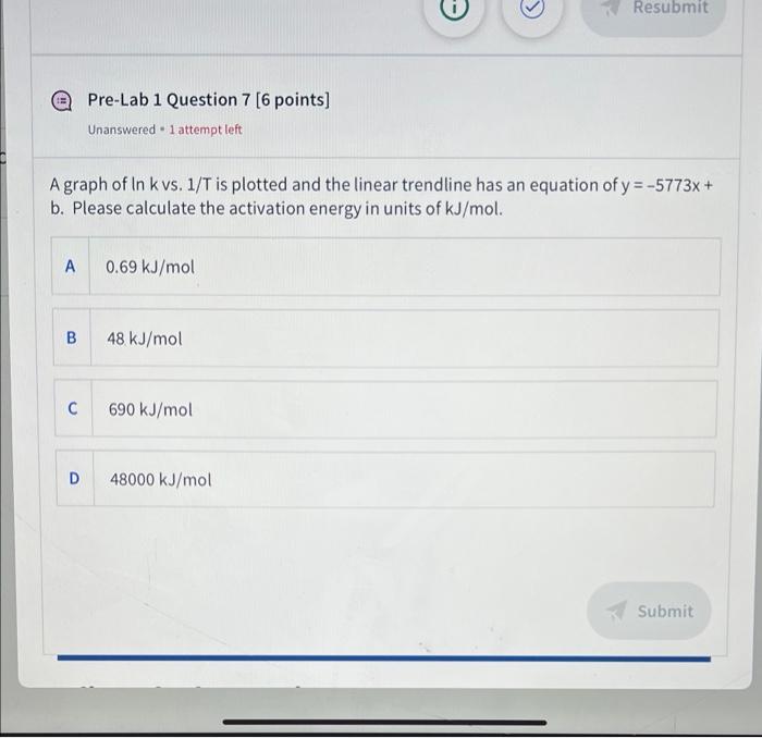 Solved E Resubmit Pre Lab 1 Question 7 6 Points Chegg Com