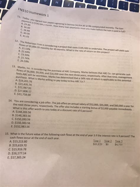 Solved Fn310 Homework 1 Payment Is You Igned Loan Papers Chegg Com