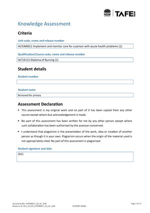 Solved Identify The Documentation Requirements For A Patient Returning Diploma Of Nursing