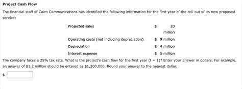 Solved Project Cash Flowthe Financial Staff Of Cairn Chegg Com