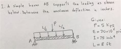 Solved Ymax Pl3 48 Ei 5Wl4 384 Ei W 1 5 Kip Ft Chegg Com