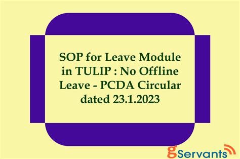 Sop For Leave Module In Tulip No Offline Leave Pcda Circular Dated