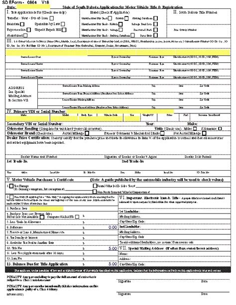 South Dakota Application For Motor Vehicle Title Registration Mv 608 Pdfsimpli