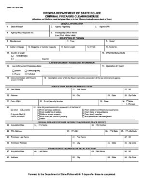 Sp 187 Vsp Criminal Firearms Clearinghouse Virginia State Police Form