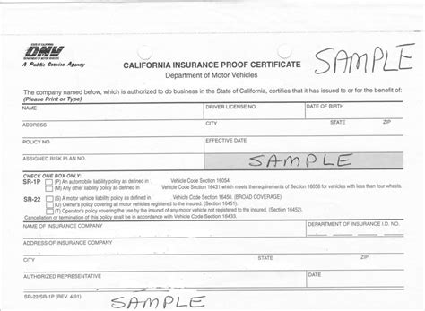 Sr22 Insurance Form Pdf San Diego California Ca Auto Car Insurance