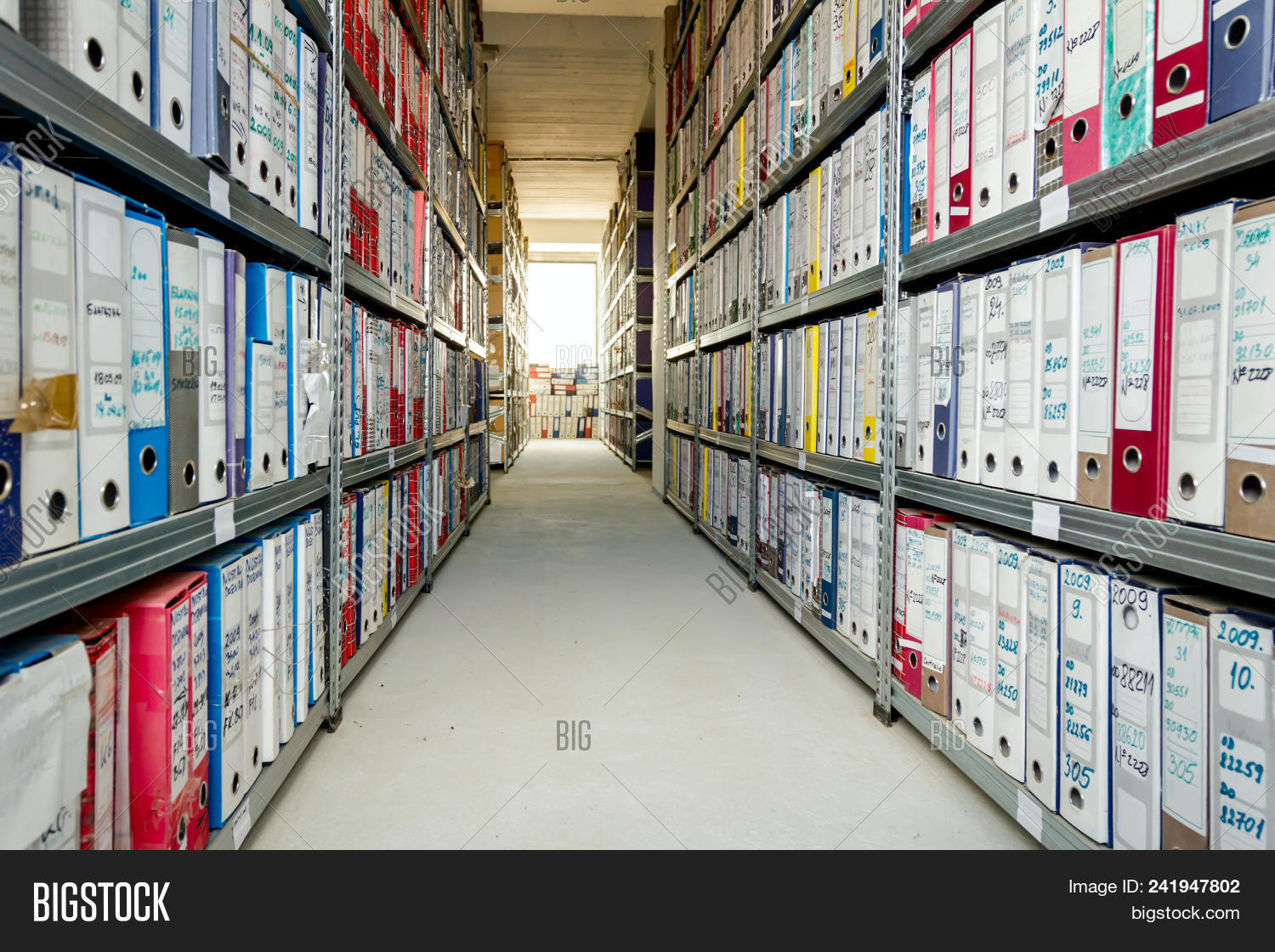 Stacks Files Paperwork Placed Bookshelves Folders Documents Binders Archive Storage Stock Photo