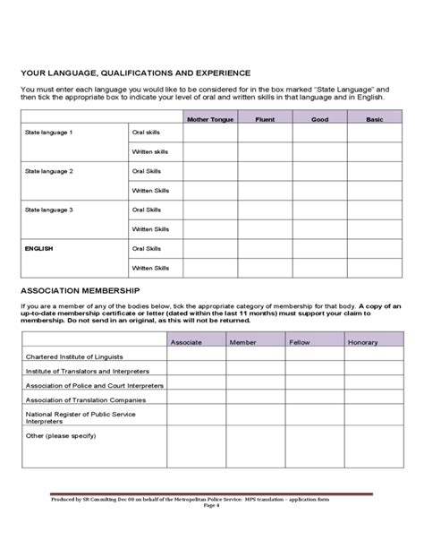 Standard Metropolitan Police Application Form Free Download