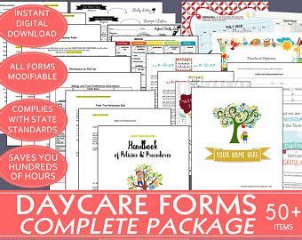 Starting A Daycare Complete Paperwork Forms Bundled Set Including